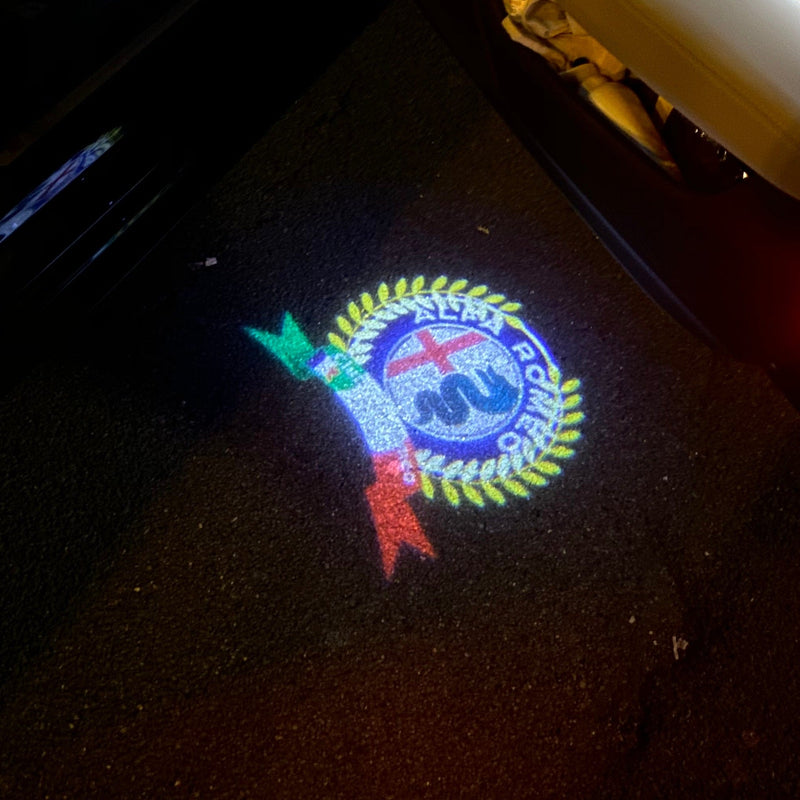 Alfa Romeo ORIGINAL Multicolour LOGO PROJECTOT LIGHTS Nr.54 (quantity  1 =  2 Logo Film /  2 door lights)