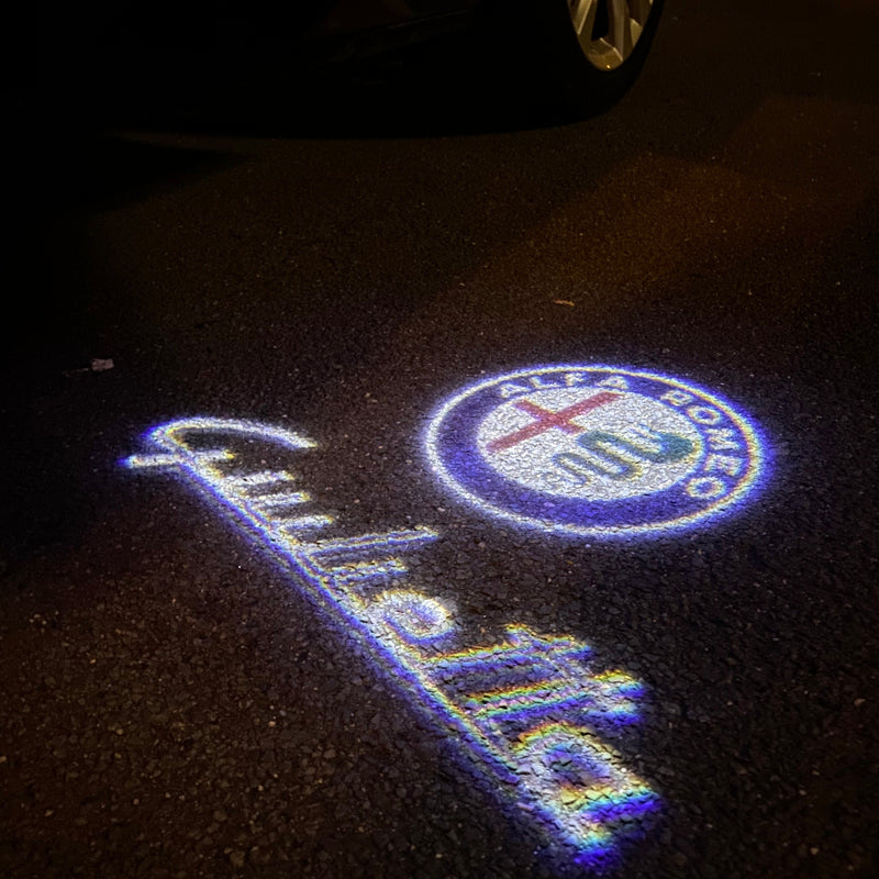 Alfa Romeo Giulietta LOGO PROJECTOT LIGHTS Nr.87 (quantity  1 =  2 Logo Film /  2 door lights)