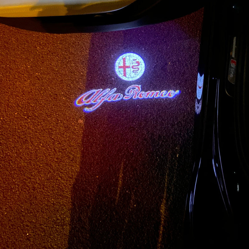 Alfa Romeo  RED COLOR LOGO PROJECTOT LIGHTS Nr.03 (quantity  1 =  2 Logo Film & 2 door lights)