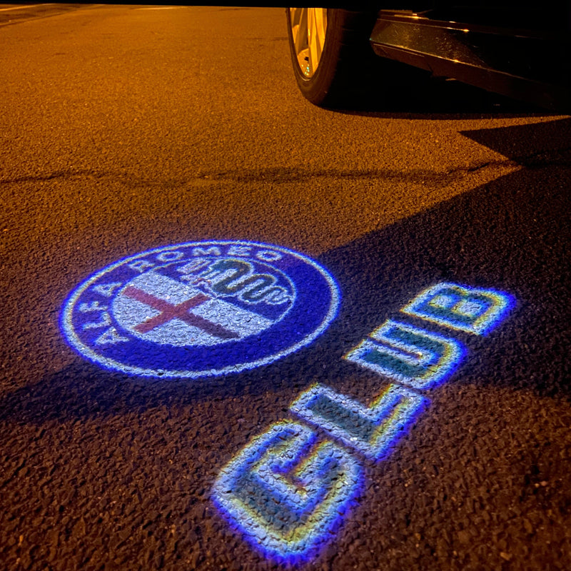 Alfa Romeo COLORE BLU LOGO PROJECTOT LIGHTS Nr.93 (quantità 1 = 2 Pellicola Logo / 2 Luci Porta) 