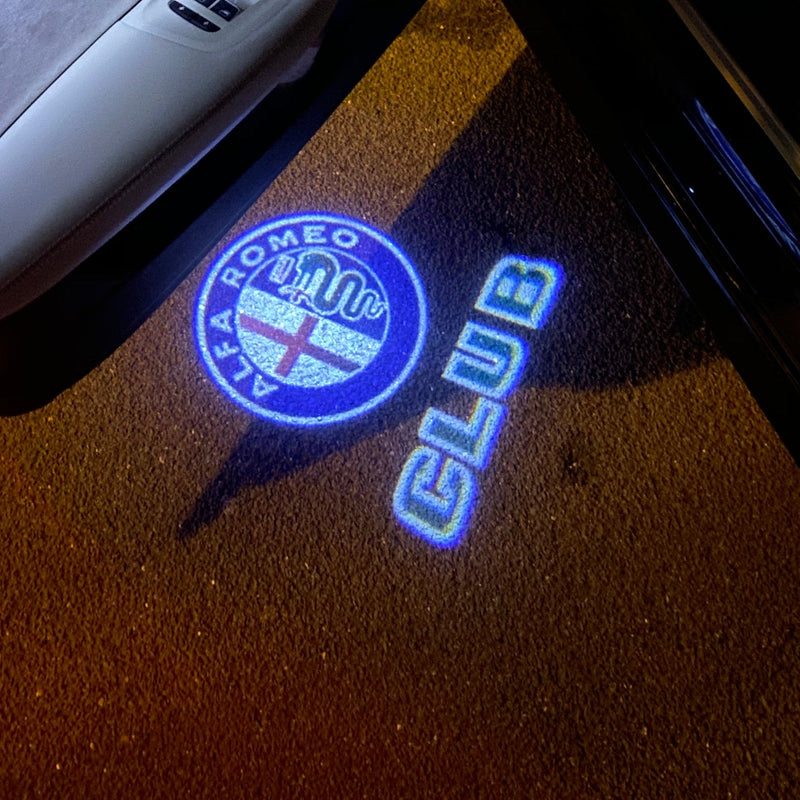 Alfa Romeo COLORE BLU LOGO PROJECTOT LIGHTS Nr.93 (quantità 1 = 2 Pellicola Logo / 2 Luci Porta) 