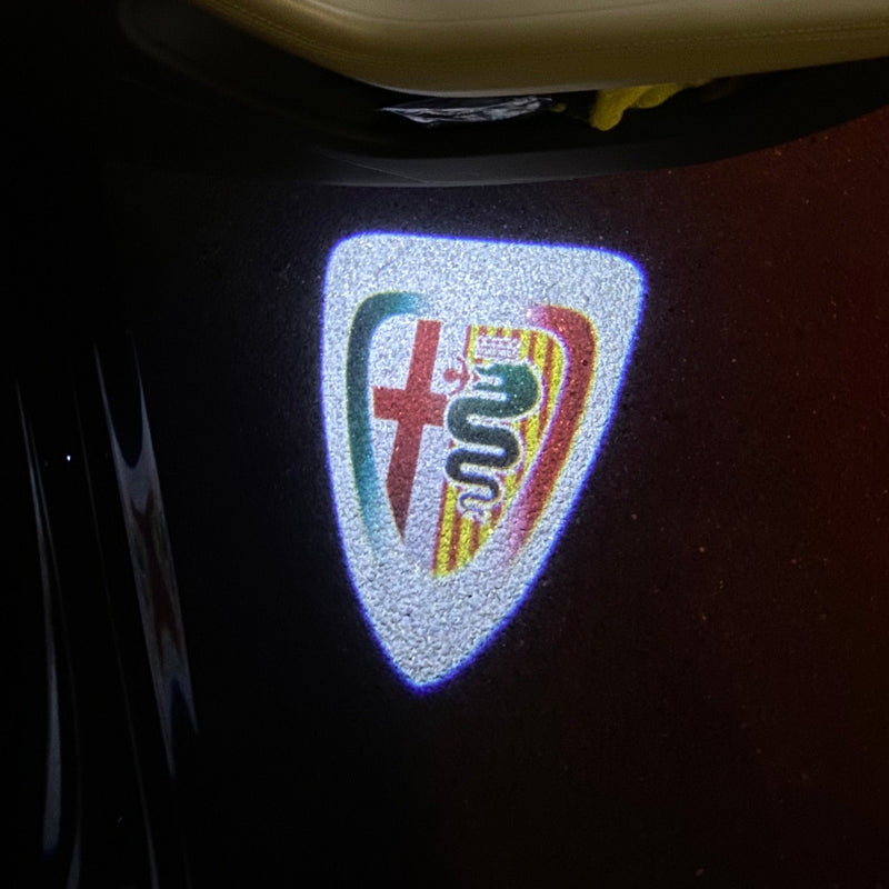 Alfa Romeo ORIGINAL Multicolour Logo PROJECTOT LIGHTS Nr.38 (quantity  1 =  2 Logo Film /  2 door lights)