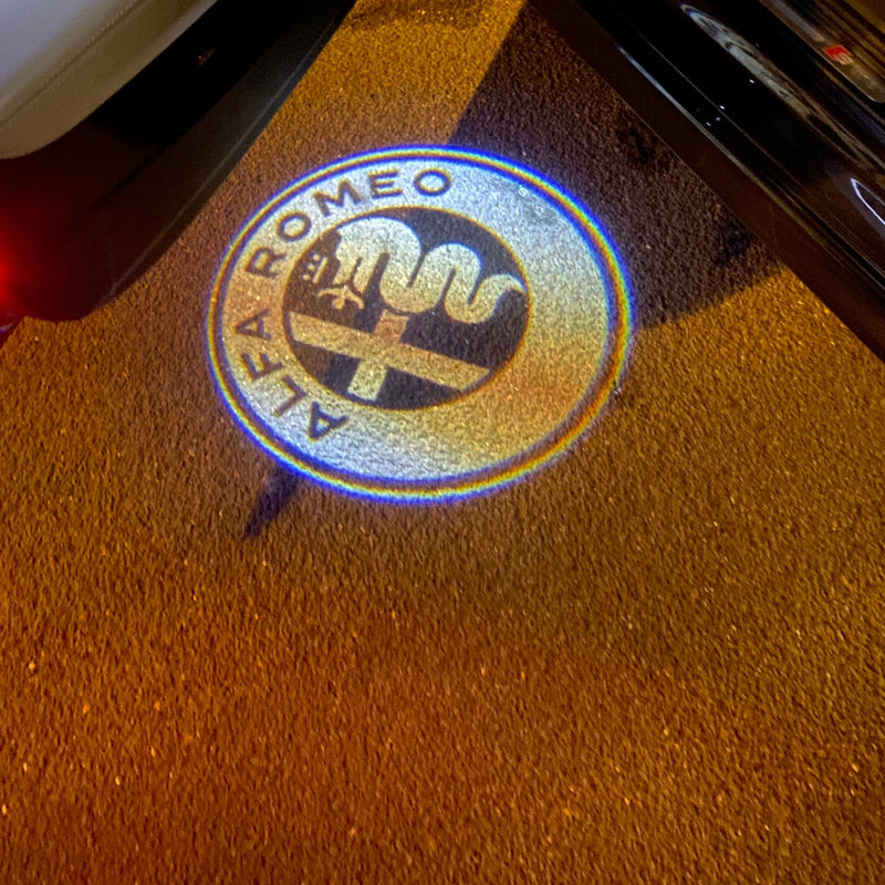 Alfa Romeo ORANGE  COLOR LOGO PROJECTOT LIGHTS Nr.15 (quantity  1 =  2 Logo Film /  2 door lights)