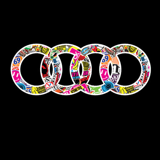 AUDI 4 RINGS LOGO PROJECTOT LIGHTS Nr.10  (quantity 1 = 2 Logo Films /2 door lights）