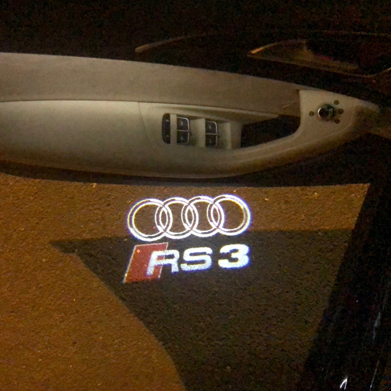 AUDI RS3 LOGO PROJECTOT LIGHTS Nr.128  (quantity 1 = 2 Logo Films /2 door lights）