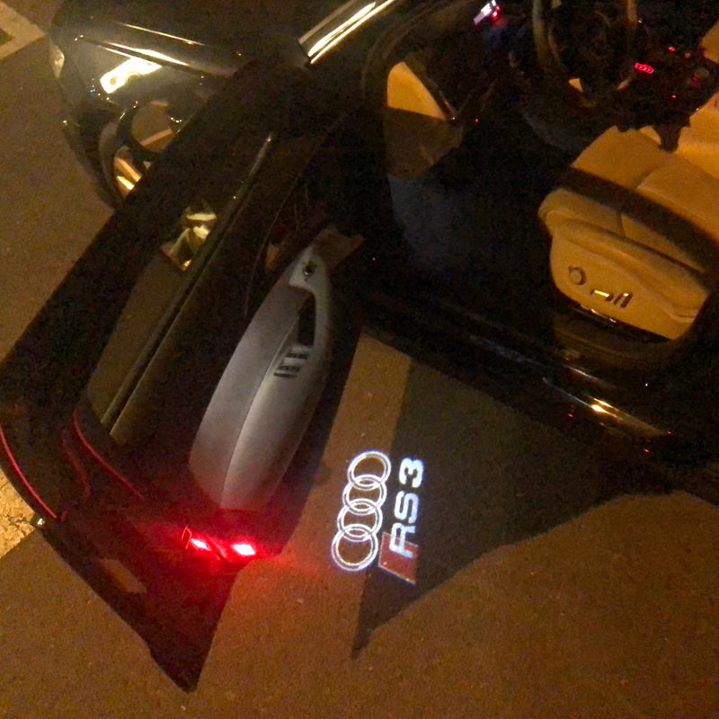 AUDI RS3 LOGO PROJECTOT LIGHTS Nr.128  (quantity 1 = 2 Logo Films /2 door lights）