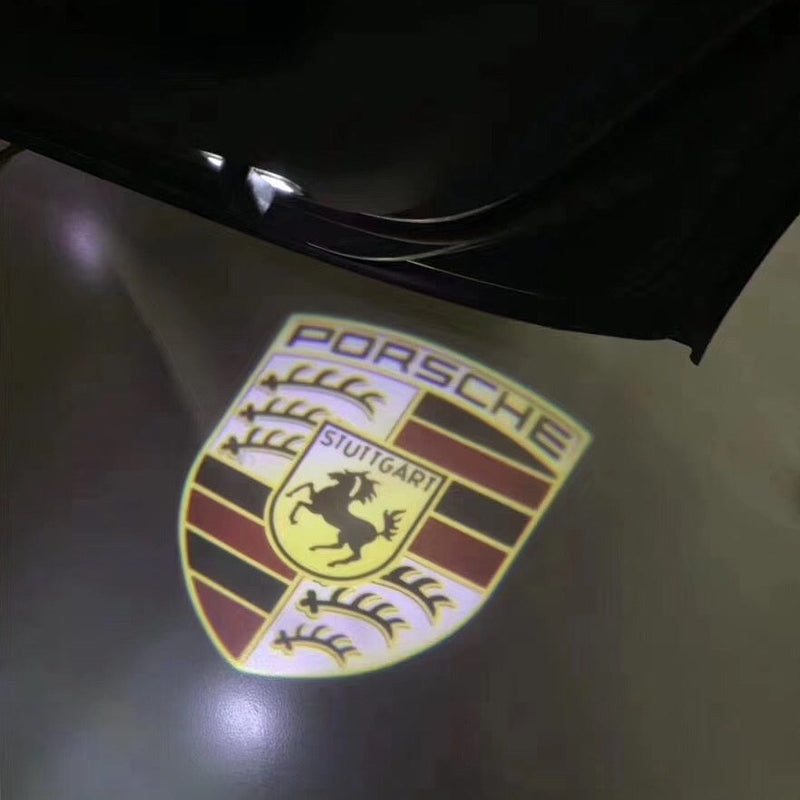 PORSCHE Original LOGO PROJECTOT LIGHTS Nr.8003 (Menge 1 = 2 Logofolie / 2 Türleuchten)